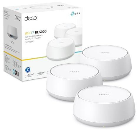 NEW TP-Link Deco BE26(3-pack) BE5000 Whole Home Mesh WiFi 7 System | 2.5Gbps Ports, AI-Roaming WiFi Extender Booster, WiFi Router, MLO, 4K-QAM, IoT Network, HomeShield, Alexa&GoogleHome