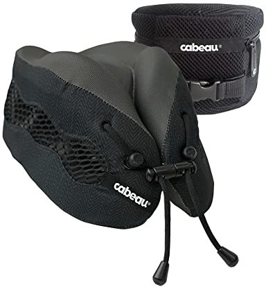 Cabeau Evolution Cool Travel Pillow- The Best Air Circulating Head and Neck Memory Foam Cooling Travel Pillow - Black