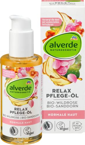 alverde Huile corporelle naturelle Relax, rose sauvage, argousier sauvage, 1 x 100 ml