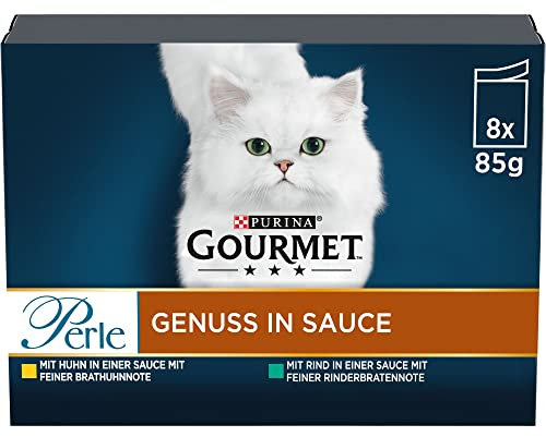 PURINA GOURMET Perle Genuss in Sauce Katzenfutter nass, Sorten-Mix, 10er Pack (10 x 8 Beutel à 85g)