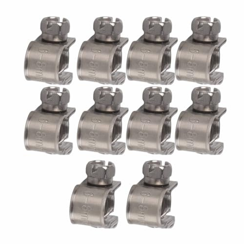 Schlauchschelle, Fydun 10 Stück Edelstahl Mini Kraftstoffleitung Rohrschellen Clip 6mm-20mm Schlauchklemmen für Dünnwandige Schläuche in Kleinen Größen wie Luftschlauch, Wasserleitung(6-8Mm)