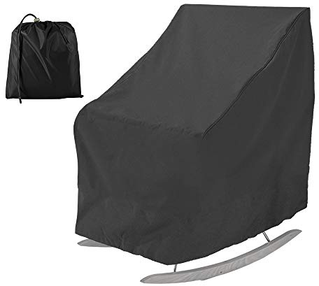 Pandahug Patio Rocking Chair Cover Waterproof Oxford Fabric Heavy Duty Veranda Reclining Garden Chair Cover Outdoor Furniture Protective Cover (Black)