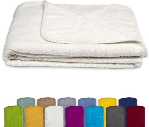 KiGATEX Couverture en tissu éponge 100 % coton – Couverture d'été, couvre-lit, drap de plage – Lavable – Certifié Öko-Tex – 150 x 200 cm – Écru