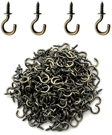 Ganci da soffitto in ottone antico con vite a forma di tazza retrò vintage in bronzo lucidato a olio 1/2 '' ganci a vite per gioielli fai da te (60 pezzi)