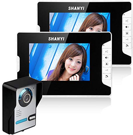 Berkalash Videocitofono con sistema intercom per porta video, con monitor da 2 x 7 pollici e 1 fotocamera IR, impermeabilità IP65