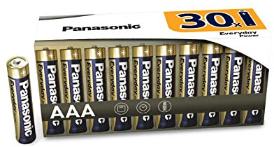 Panasonic Batteries Pile alcaline Everyday Power, AAA Micro LR03, 1.5 V, paquet de 30 dans un Emballage sans Plastique, pour une Énergie Fiable, Alcaline