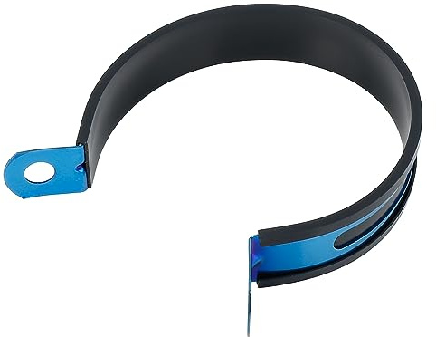 F FIERCE CYCLE 89 mm 8,9 cm 3 1/2 Zoll Motorrad Auspuffband Gelenkklemme Schalldämpfer Rohr Edelstahl blau