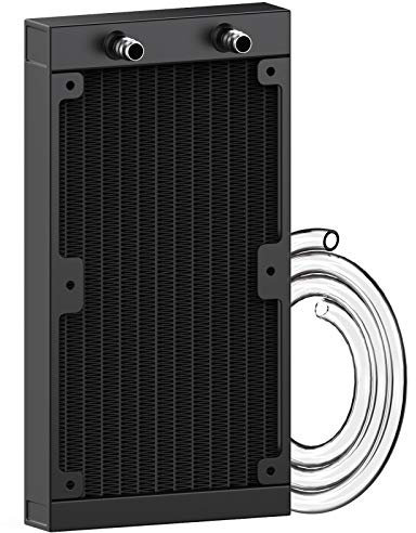 CLDIY Wasserkühlungskühler, 12-Rohr-Aluminium-Wärmetauscher-Kühler mit Rohr für PC-CPU-Computer Wasserkühlsystem DC12V 240 mm