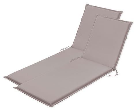 Traumnacht Komfort 2er Set Liegenauflagen Outdoor taupe mit abnehmbarem Bezug, 190 x 58 x 6 cm, Öko-Tex zertifiziert, produziert nach deutschem Qualitätsstandard