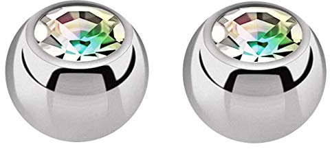 Titan Piercing Verschluss Kugel in 1,2 x 2,5 mm, gefaßter Zirkonia in vielen Farben wählbar