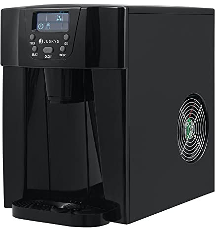 Juskys machine à glaçons PIM200L avec distributeur direct 2-en-1 et minuterie — jusqu'à 12 kg/jour, des glaçons en 6 à 10 minutes, 2 tailles, réservoir de 2 l — machine à glaçons noire