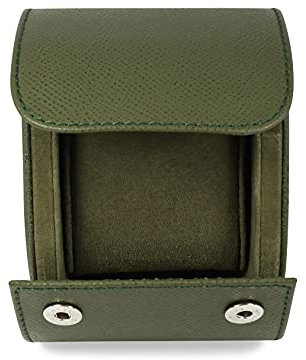 Sprezzi Fashion Luxuriöse Uhrenrolle Uhrenbox Grün aus italienischem Saffiano Leder Travel Reise Uhrenetui Aufbewahrung für eine Uhr handverarbeitet mit Geschenkverpackung (Khaki Grün)