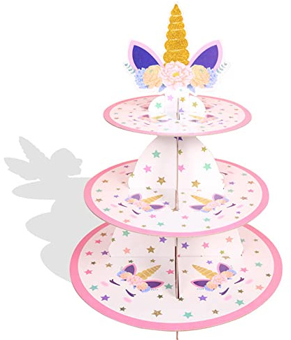 Supporto per cupcake Porta cupcake in cartone unicorno per Baby Shower feste di compleanno, tavolino da caffè, matrimoni, docce per bambini - Riutilizzabile NC A