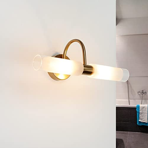 Lampada da specchio da parete in metallo vetro in ottone 2xG9 W: 32cm lampada da parete per quadri da bagno lampada da parete per bagno IP20