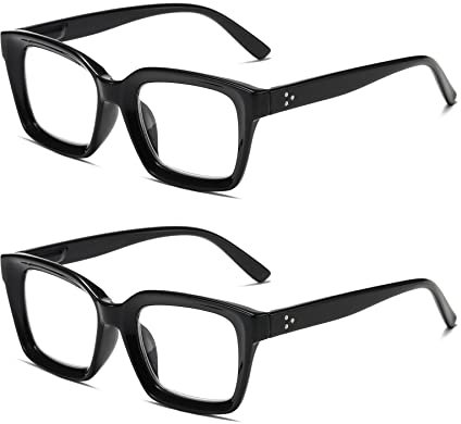 Hubeye Großem Lesebrille für Damen Herren Modisch Quadratische Rahmen Anti-Blaulicht Brillen Lesehilfe 2.00