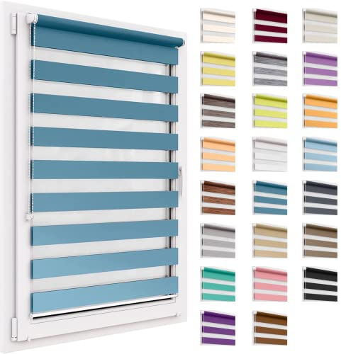 Doppelrollo ohne Bohren, 35x150 cm Stoffgröße, Duo Rollo Klemmfix, Easyfix, lichtdurchlässig und verdunkelnd, Day&Night, Klemmrollo Sonnenschutzrollo Fensterrollo für Fenster & Türen