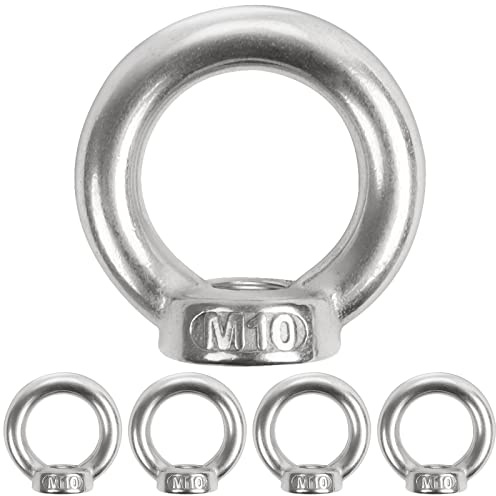 Lot de 5 écrous à œillet M10, Leryati 304 fileté en acier inoxydable 304, œillets à œillets, vis écrous à anneau pour fixer des ornements suspendus, pots de fleurs, support de balançoire, etc.