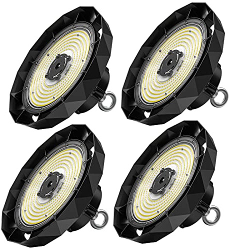 Anten LED Hallenstrahler 200W | Industrielampe 34000LM | LED Strahler UFO Highbay 6000K, Werkstattlampe 120°Abstrahlwinkel, IP65 Hallenbeleuchtung Gewerbliche Lager Werkstatt Garage - 4pcs