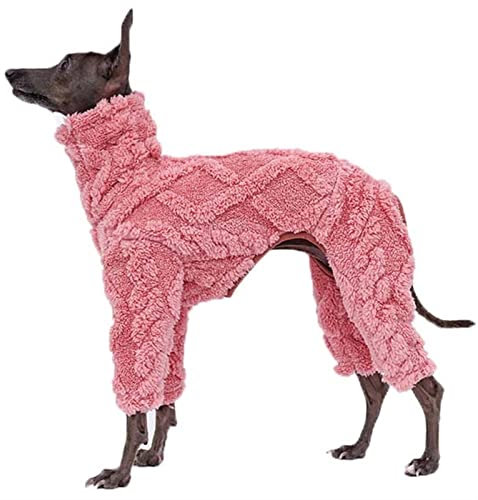 DHGTEP Fleece Hundemantel mit Beinen für Windhund, Hundepullover aus Samt mit winddichtem Rollkragen, Hundejacke für Whippet, Windhund, Lurcher, Salukis (Color : Pink, Size : XXS)