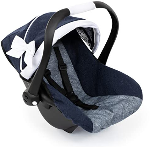 Bayer Design 67981AA Puppenautositz EasyGo, Puppensitz, Puppenzubehör, mit Gurt, Dach, verstellbarem Griff, Blau