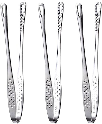 3 Pcs Stainless Steel Grill Tongs Kitchen Food Tongs Cooking Tongs for Food Sweets Bread Cake Kitchen Wedding Party
