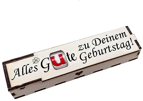Duplo Geschenkbox mit Gravur inkl. Schokoriegel Holzbox mit Spruch Geschenkidee Schokolade Mitbringsel - Alles Gute zu Deinem Geburtstag!