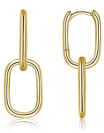 Deyanse Ohrringe Silber 925 Creolen, 925 Sterling Silber Ohrringe Hängend für Damen Frauen Mädchen, Hypoallergen Double Circle Hoop Ohrringe, Minimalistische Doppelter Kreis/Ovale Ohrringe kreolen