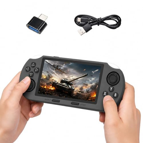 Whatsko Console de jeux, Console Rétro, Console portable dotée d'un écran IPS de 4,5 pouces et de nombreux jeux préinstallés, 64 Go, 3000 mAh, vidéo/musique/livres électroniques/télévision (Noir)