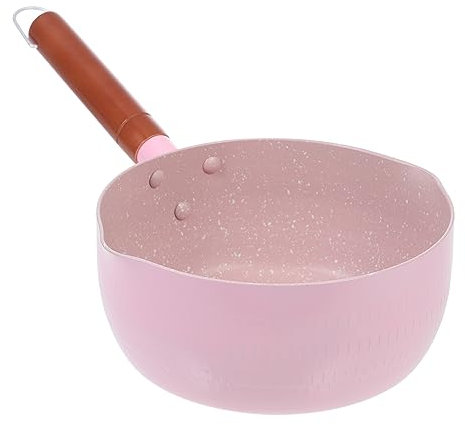 LABRIMP Milk Pot and Baby Food Cooking Pot 18cm Pink Coral Stone Coating Lightweight Stockpot for Baby Complementary Food Preparation