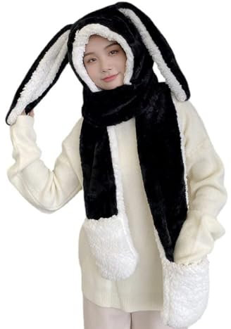 3-In 1 Winter Damen Mütze Schal Damen Kapuzenschal Mütze Warme Mütze Handschuhe Schal Set Mütze Mit Ohren Damen Mütze Mit Schal Set Damen Schal Mit Mütze Damen Winter