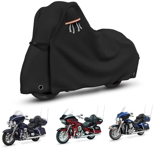 STARTWO Motorrad-Abdeckungen, wasserdicht, Outdoor-Aufbewahrung für Harley Davidson Touring-Modelle mit Seiten- und Oberbox, Ultra Limited, Road Glide Limited, Gold Wing, Road Master, 279,4 x 114,3 x