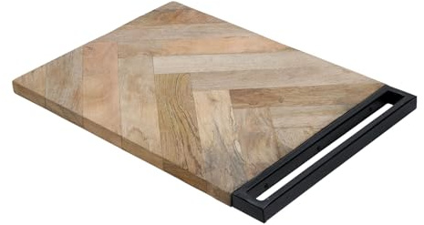 Premium Schneidebrett aus Mangoholz mit Griff 30 x 40 x 2 cm Servierbrett Holzbrett Tranchierbrett Küchenbrett