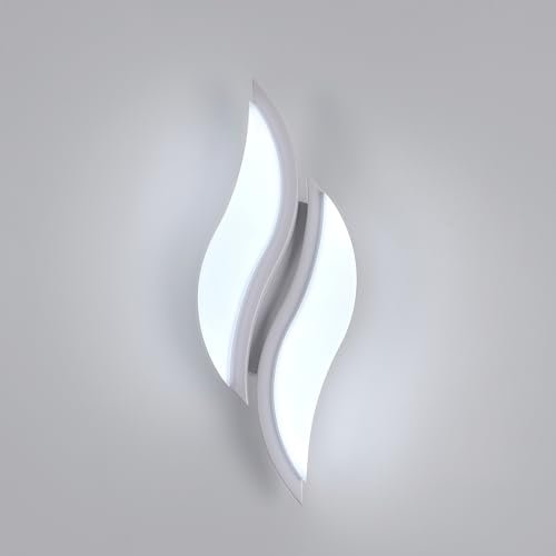 Dorlink Modern LED Wall Light Indoor, 12W White LED Wall Lamp, 6500K Cool Light, Acrylic Leaf Shaped Sconce Wall Light for Bedroom, Hallway, Stair, Living Room, Corridor