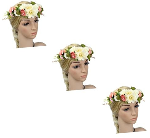 FRCOLOR 3stücke Blumenkranz Haarband Für Hochzeiten Festivals Und Partys Einstellbares Elegantes Headband Mit Passender Armbinde Für Bräute Blumenmädchen Und Fotoshootings