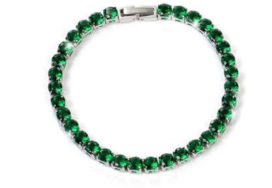 UNSHINEBAR Tennis Armband für Herren in verschiedenen Farben - Streetwear Iced Out Tennis Armband aus Edelstahl und 18K Gold - Wasserfestes Armband (Grün, 21)