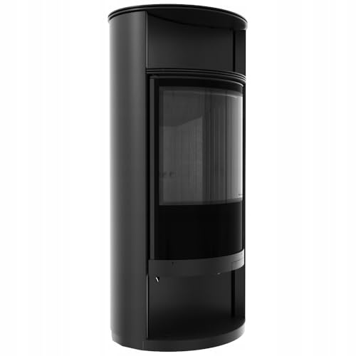 KRATKI Kaminofen aus Stahl Holzofen RUNA 8kW Panorama Ø150 BImSchV 2 EEK A | Freistehend aus Stahl, schwarz, 80,1% Wirkungsgrad, raumluftunabhängig, Ecodesign, Glasfront, Aschekasten