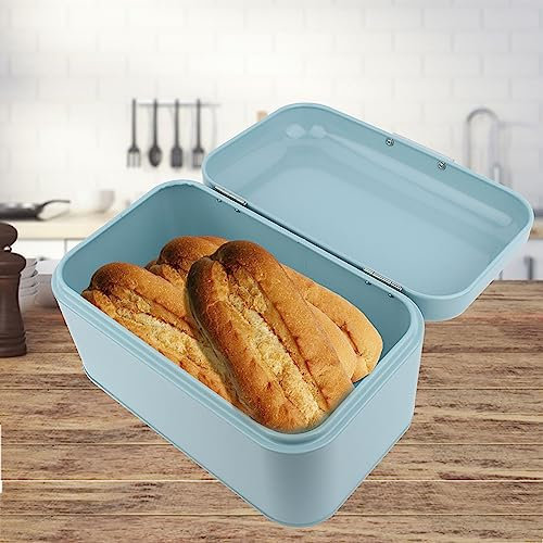 JTLB Panera de metal retro de color sólido, contenedor de almacenamiento de cocina de gran capacidad (azul)