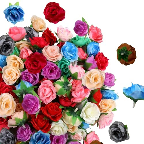 100 Stück Seidenblumen Blütenköpfe Künstliche Blumen Rosen für Hochzeit Party Deko DIY Basteln