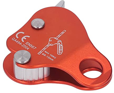 equlup Kletterseilgreifer, selbstsichernder Stopp-Abseilgerät aus Aluminiumlegierung, 8-13 mm Kletterseilgreifstopper für Klettern im Freien, Bergsteigen (Orange)