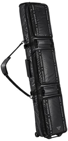 Lzyjck Snowboard-Rolltasche mit Rädern Doppel-Roll-Skitasche Gepolsterte, wasserdichte Snowboardtasche Faltbare Skitasche mit Rädern für einen Ski oder 2 Paar Ski,Schwarz,64.9x13.4x5.5inch