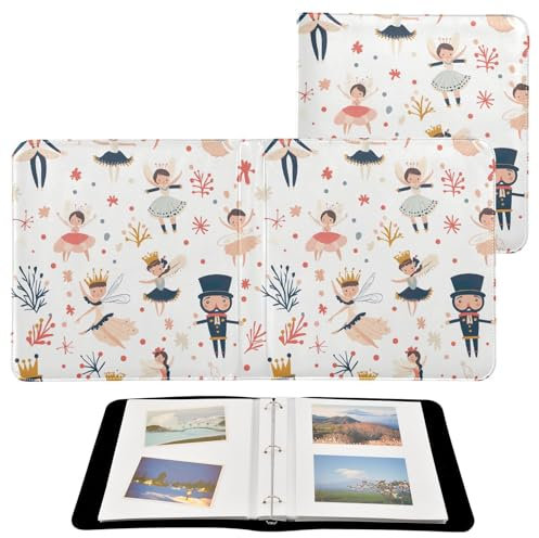 SKYSHU Album photo Casse-noisette de dessin animé en cuir PU, grand album de scrapbooking étanche à 3 anneaux avec 40 pages vierges détachables pour famille, mariage, bébé