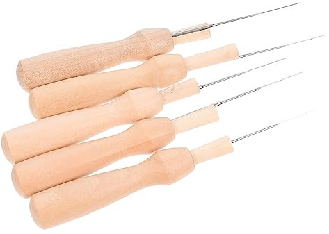 BELLIFFY Juego de 5 Agujas de Hilo de Acero Y Madera para Coser Agujas de Fieltrar para Fieltrar con Aguja