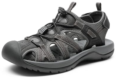 DREAM PAIRS Women's Hiking Sandals Adventurous Summer Sports Shoes Outdoor,Size 9.5,Black/Dark Grey,DWUMST2502