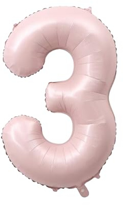 Moguri 40 Inch Geburtstagsballon Nummer 3, Beige Folienballon, Happy Birthday Dekoration, Einfaches Aufblasen Für Party, Hochzeit Und Veranstaltungen