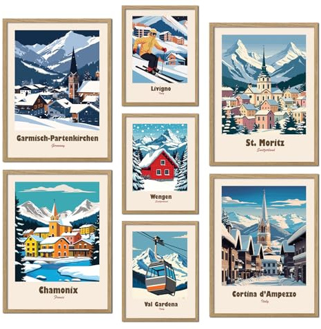 ag.art deco 7-pack Tavlor Oinramad Väggdekoration Massivt Trämaterial