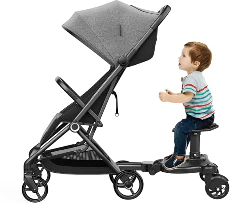 Donened - Cochecito con silla en negro para todos los cochecitos, diseño de dos ruedas de 360°, accesorios para cochecitos, para niños de 3 a 7 años, hasta 25 kg