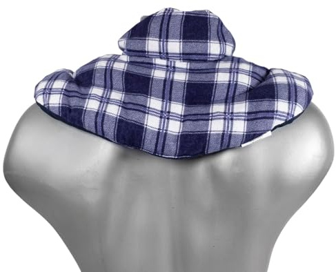 Nackenhörnchen mit Stehkragen - Lein + Lavendel - Nackenkissen Aroma Wärmekissen mit Lavendelblüten Flanell karo-blau