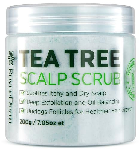 Roycederm Tea Tree Scalp Scrub: Soothing Hair & Scalp Care for Itchy, Dry, Flaky Scalp & Dandruff | Exfoliating & Hydrating with Tea Tree Oil for Women & Men