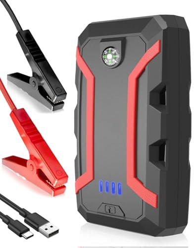 Zumhigh Jump Starter Power Pack, 1000A Peak Ultra Car Battery Jump Starter, 22200mWh, Battery Activator, 4 Grid Power Bank Display, Fast USB Charge, LED Flashlight & Compass, Fits Sedan