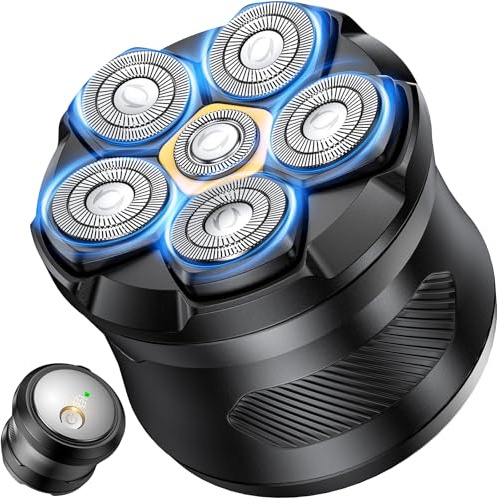 Rasoir Tete Chauve Homme,6D Tête Magnétique Rasoir Électrique Humide/sec étanche IPX7 Étanche Tondeuse Crane Chauve Type-C Rasoir Crane Homme Chauve avec Écran LED